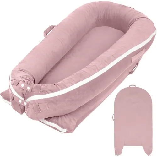 Graeame Nest Lounger Cover - Ultra Soft Corduroy Cotton Replacement Compatible with Dockatot Deluxe + Docks | Hypoallergenic & Breathable | Machine Washable | Premium Protection (Cover Only) Pink