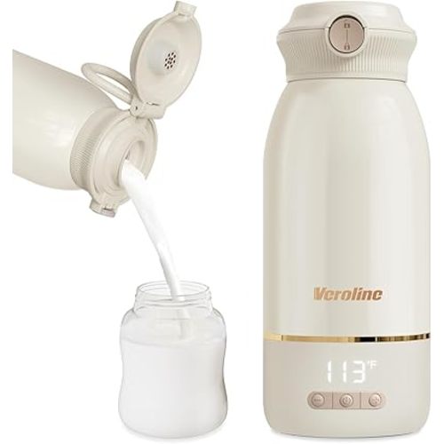 Portable Bottle Warmer, 17 Oz Travel Bottle Warmer with Super Fast Charging, Rechargeable Baby Bottle Warmer with Adjustable Temperature & Keep Warm for Formula, Cordless Water Warmer Outdoor