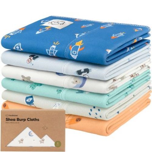 6pk Shea Baby Burp Cloths For Baby Boys And Girls, Organic Burping Cloths For Babies, Newborn (builders)