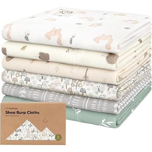 Organic Burp Cloths Baby Girl, Boy - 6-Pack Large Baby Burp Cloths, Burping Cloths for Babies, Boys, Girls, Cotton Burp Cloth, Spit Up Burp Rags, Newborn Burp Clothes, Burp Cloths Neutral (Prairie)