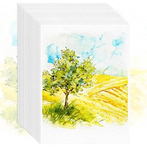 64 Sheets Watercolor Paper, 5"x7" Water Color Paper, 140lb/300gsm Artist Sketch Easel Acrylic Painting Loose Drawing Paper Bulk, Art Supplies for Kids Child Adults, Watercolors, Watercolor Paint Set
