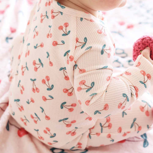 Fruit Bamboo Waffle Convertible Zip Rompers