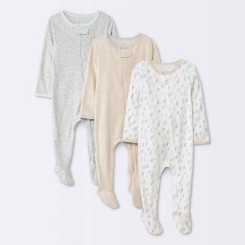 Baby 3pk Dashes Zip-Up Sleep N' Play - Cloud Island™ Beige, Size: 3-6M