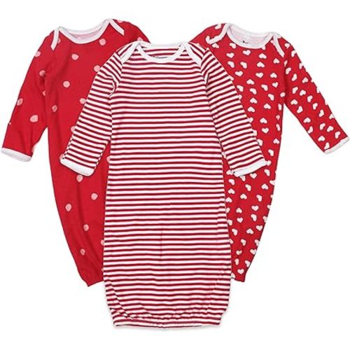 Newborn Unisex Baby Boys Girls Cotton Sleeper Gown Nightgown Sleepsuits with Hats, 0-3/0-6 Months