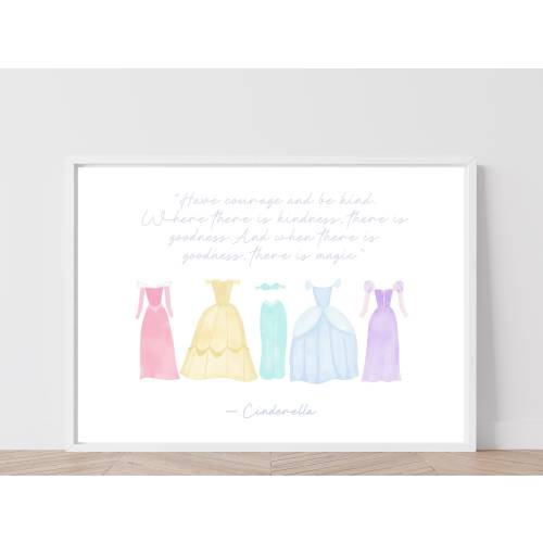 Custom Pastel Princess Nursery Print | Baby Girl Nursery | Little Girl Room Theme | Princess Art