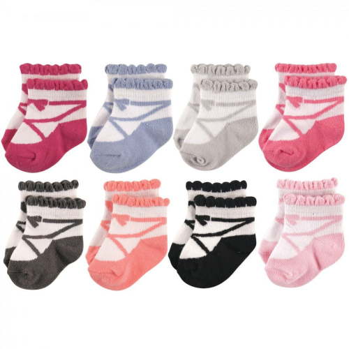 Hudson Baby Infant Girl Cotton Rich Newborn and Terry Socks, Ballet, 0-6 Months
