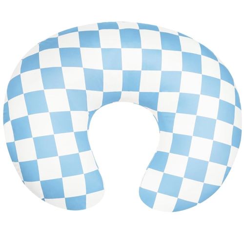Nursing Pillow Cover, Ultra Soft Case for Baby Boy and Girls, Stretchy Removable Slipcover for Breastfeeding Pillows, Blue Checkerboard Grid