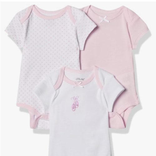 Little Me Baby Girls' 3-Pack 100% Cotton Scratch Free Tag Bodysuits
