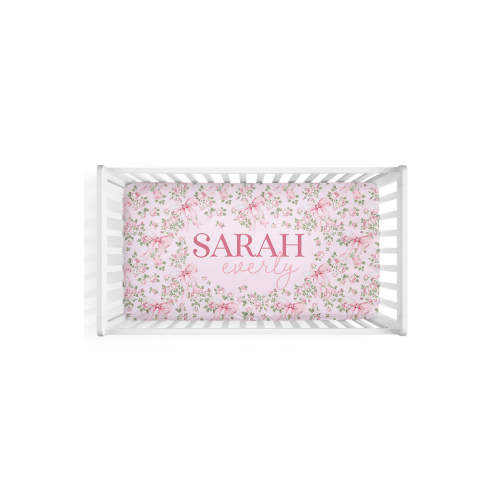 Bows in Bloom Personalized Crib Sheet
