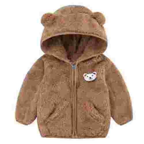 Povozer Newborn Infant Baby Boys Girls Cartoon Fleece Hooded Jacket Coat(Brown,0-6M)