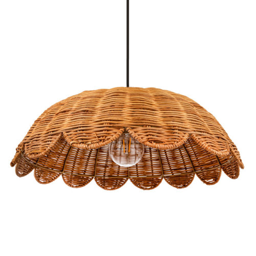 Hand-Woven Rattan Scalloped Pendant Lamp