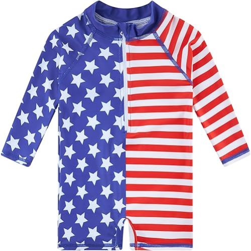 uideazone Baby Toddler Boys Zipper Rash Guard Swimsuit UPF 50+ One Piece Beach Swimwear Bathing Suits 3-36 Months