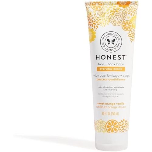 The Honest Company Honest Perfectly Gentle Sweet Orange Vanilla Face and Body Lotion with Naturally Derived Botanicals, Orange Vanilla, 8.5 Fluid Ounce