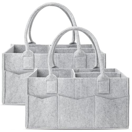 Amazon.com: Cute Castle 2 Pack Diaper Caddy Organizer - Portable Baby Caddy Organizer with Handle, Nursery Storage Bin and Car Organizer for Girls, Boys - Baby Gift Basket - Grey : Baby