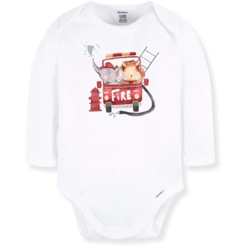 Fire Truck Firefighter Cute Baby Bodysuit Shirt Premium Custom Baby Clothes Unisex Baby Gift for Mom Newborn
