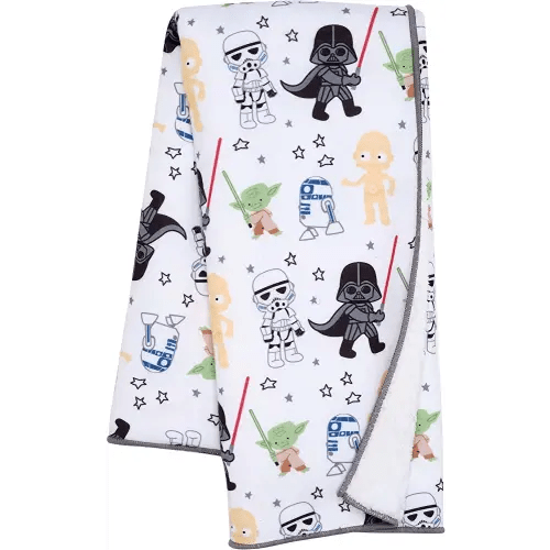 Lambs & Ivy Star Wars Classic Fleece Baby Blanket - Yoda/Darth Vader/R2-D2/C-3PO