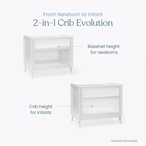 White Wood Baby Mini Cribs with Mesh Walls | HALO