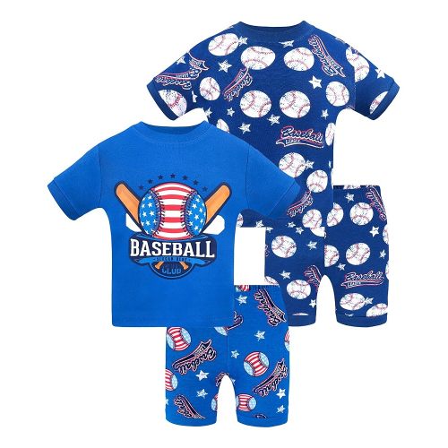DAUGHTER QUEEN Boys Summer Pajamas Set 4 Pieces 100% Cotton Sleepwear Size 18 Months-12 Years