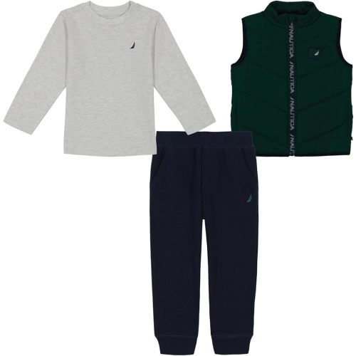 Nautica baby-boys 3pc Puff Vest Jogger Set
