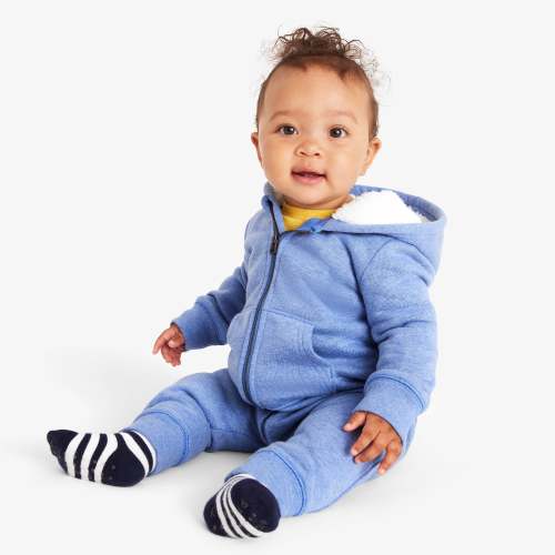 Baby teddy fleece-lined zip romper | Primary.com