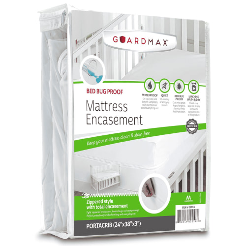 Guardmax Jersey Knitted Mini Crib Size Zippered Mattress Encasement - Waterproof & Bed Bug Proof Mattress Protector - Comfortable, Soft, and Noiseless Zippered Bedding - Dust Mite Proof (24 x 38 x 3)