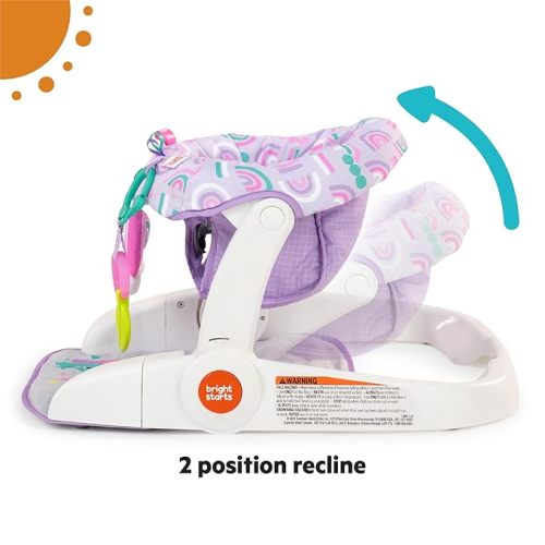 Bright Starts Learn-to-Sit 2-Position Baby Floor Seat with Toys, Unisex, 4-12 Months, Purple Paradise