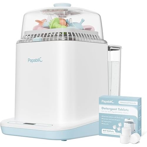 Papablic Bottle Washer Pro, Baby Bottle Washer & Sterilizer & Dryer, 4-in-1 Bottle Washer Sanitizer for Bottles, Pump Parts, & Baby Essentials - Quick & Clean with 60 Detergent Tablets