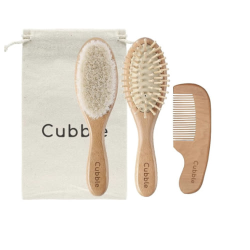Cubble Wooden 100% Natural Goat Hair Brush and Comb Set for Newborns and Toddlers : Amazon.com.au: Baby