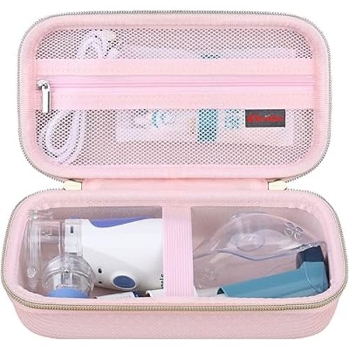 Elonbo Carrying Case for Portable Handheld Inhaler Nebulizer Machine for Adults and Kids, Asthma Inhaler Travel Case, Handheld Mesh Atomizer Machine Holder, Inhaler Spacer Bag, Star Pink