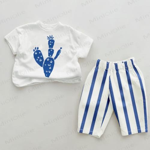 Baby 2-Piece Blue Cactus Striped Set