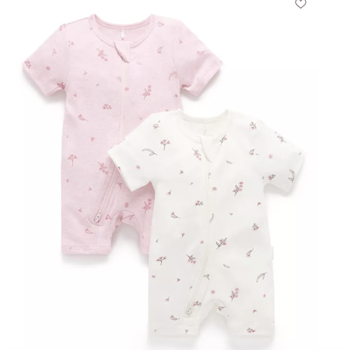 Girls' 2 Pack Short Zip Romper - Baby Size 0-3