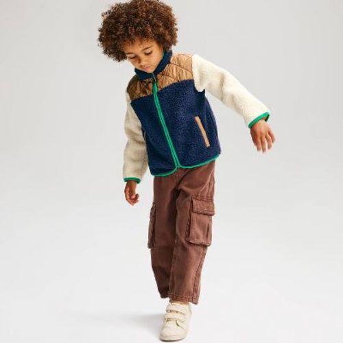 Toddler Boys' Colorblock Fleece Jacket - Cat & Jack™ Navy/Brown 18M