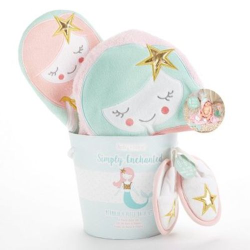 Baby Aspen Simply Enchanted Mermaid 4-piece Bath Time Gift Set | Ba14063na
