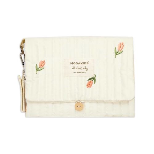 Portable Diaper Changing Pad, with, for Newborn Girl & Boy with Smart Wipes Pocket, Easy-Clean, Waterproof, Soft, Comfortable Foldable Baby Changing Pad (Flower)