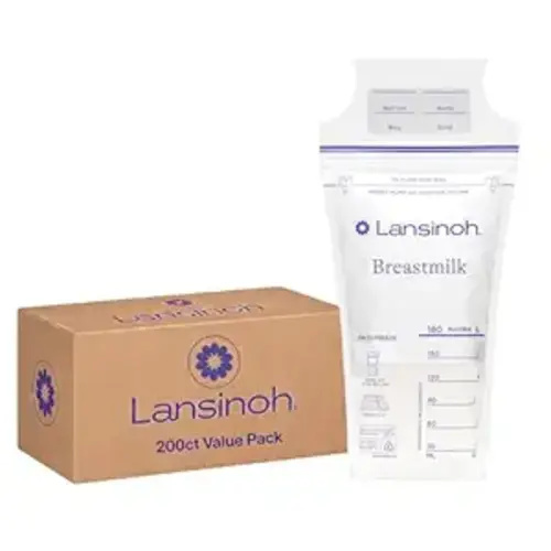 Lansinoh Breastmilk Storage Bags, 200 Count Value Pack, Baby Essentials, Leak-Proof, Fast Freeze & Thaw Breast Milk Bags for Baby Bottle Feeding, Strength & Stretch, 6 Ounce