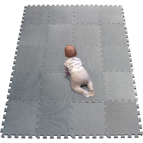 YIMINYUER® 20 Tiles (30cm×30cm×1cm Each Tile) Baby Soft Puzzle Play Mats, Kids Thick EVA Foam Floor, Toddlers & Children's Soft Interlocking Mat R12G301020 - 142×114CM - Grey