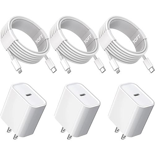 3Pack Extra Long 10FT iPhone Fast Charger