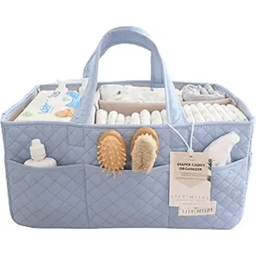 Baby Diaper Caddy Organizer, Quilted Nursery Storage Organizer for Newborn Essentials and Diaper Changing Station, Gift for Baby Shower and Registry Must-Have (Baby Breeze)