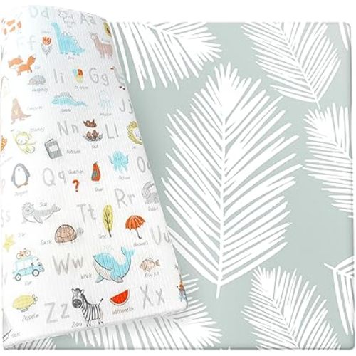 Cushmat Stylish Reversible Foam Play Mat (Large, Alpha - Palm Gray) - Soft, Waterproof, Durable Play mat for Infants, Babies, Toddler, Kids & Grownup - 6.5ft x 4.5ft