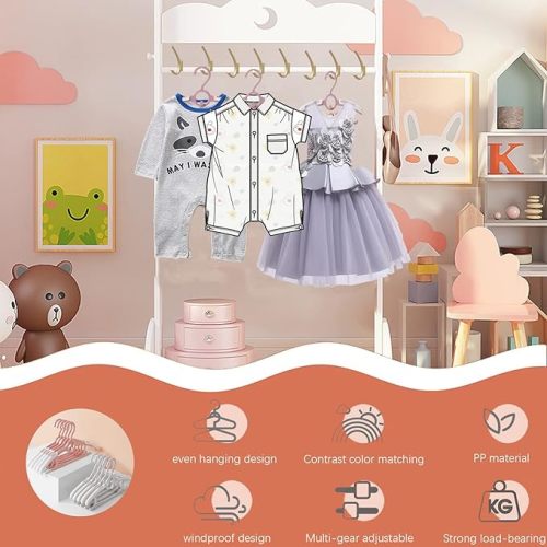 Baby Nursery Closet Hangers, Ultra Thin Non-Slip and Extendable Laundry Infant Pant Hanger for Newborn Clothes 20pcs11-14" Adjustable Children Coat Hanger for Girl Boy Toddler Kids Child