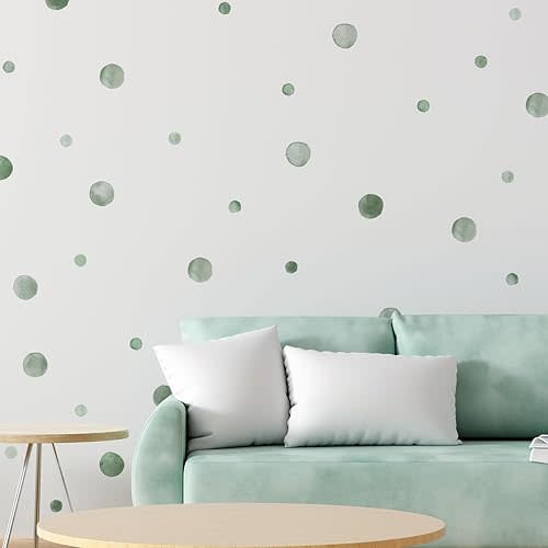 330Pcs Watercolour Dots Wall Stickers, Dots Wall Decal，Kids Room Wall Stickers，Boho Rainbow Dots Wall Stickers，Colorful Circles Wall Decals. (Green Watercolour Polka Dot Wall Stickers)