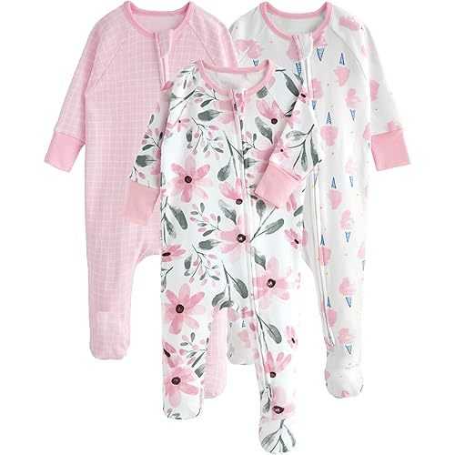 Yoofoss Baby Pajamas 100% Organic Cotton Baby Sleepers for Newborn 0-3 3-6 6-9 Months Boys Girl Clothes 3pcs Footed PJs