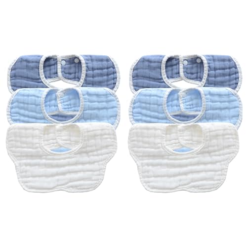 MUKIN Baby Drooling Towel, Snap Bibs, Muslin Bibs, 6 Pack, Adjustable, Soft Cotton
