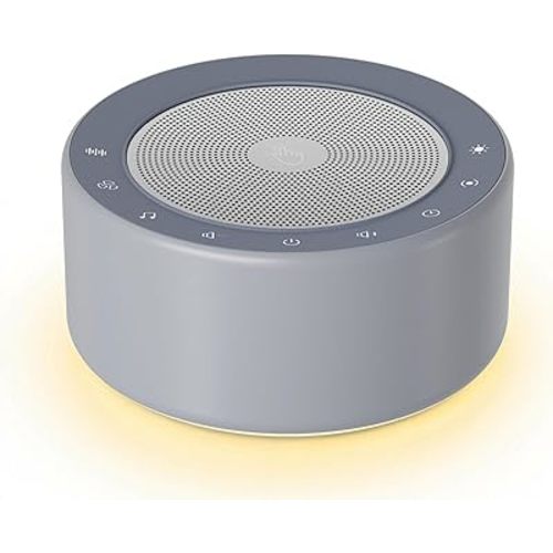 Kipcush White Noise Machine with Night Light – Nursery Sound Machine with Soft Non-Glare Lamp, 30 Soothing Sounds, 8 Color Lights, Up to 8-Hour Timer for Baby & Adults