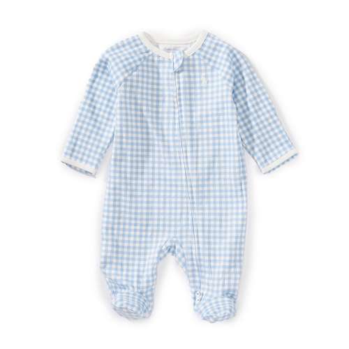 Ralph Lauren Baby Boys Newborn-9 Months Raglan-Sleeve Gingham-Printed Interlock Footie Coverall
