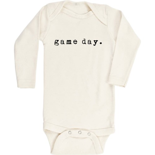 Baby Game Day Long Sleeve Organic Cotton Bodysuit, 0-3M, Natural