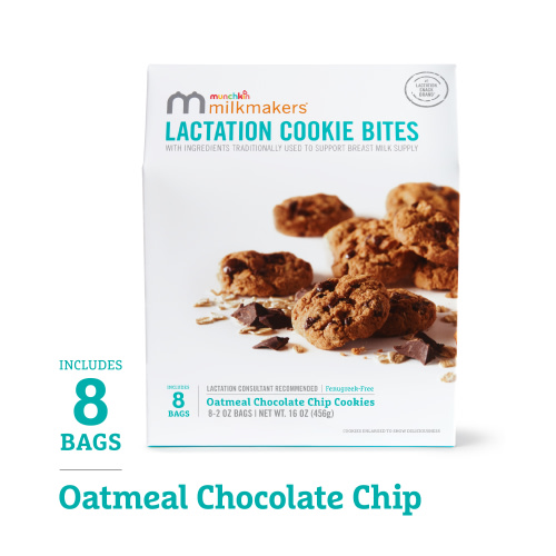 Munchkin® Milkmakers® Lactation Cookie Bites, Oatmeal Chocolate Chip, Fenugreek Free, 8 Count
