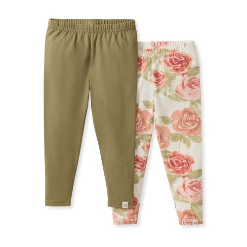 Autumn Rose Organic Girl Leggings 2 Pack | Size:0-3M