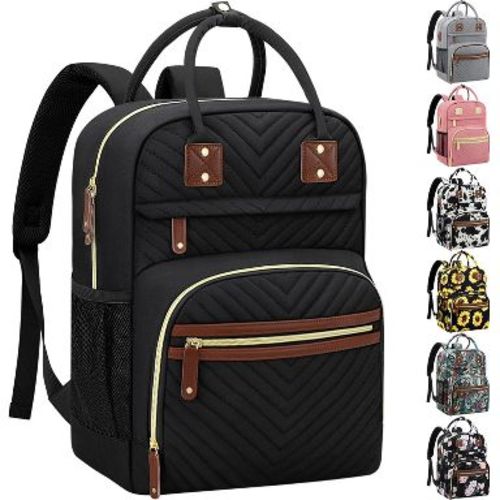 Itopfox Large Capacity Waterproof Diaper Backpack with Insulated Pockets for Baby Essentials, Maternity Travel Bag in Black