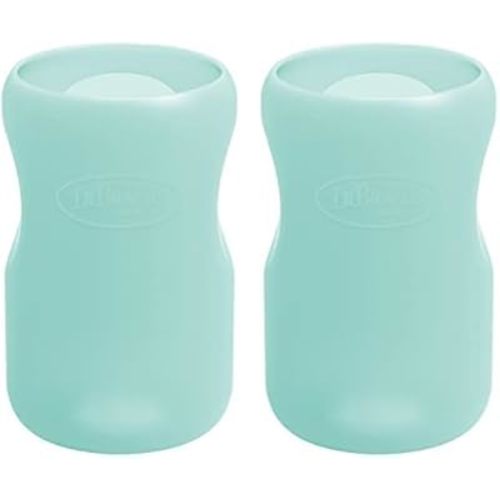 Dr. Brown’s Natural Flow® Options+™ Glass Baby Bottle Sleeves, 100% Silicone, 9 oz, Wide-Neck, Mint (Pack of 2)